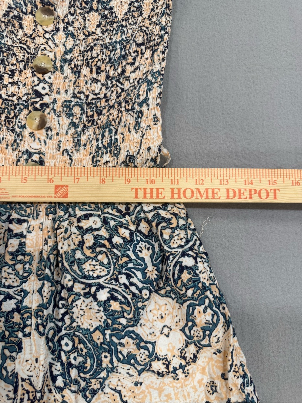 Blue Island Boho Wide-Leg Smocked strapless Jumpsuit pockets in Cream & Teal XS - Picture 7 of 9